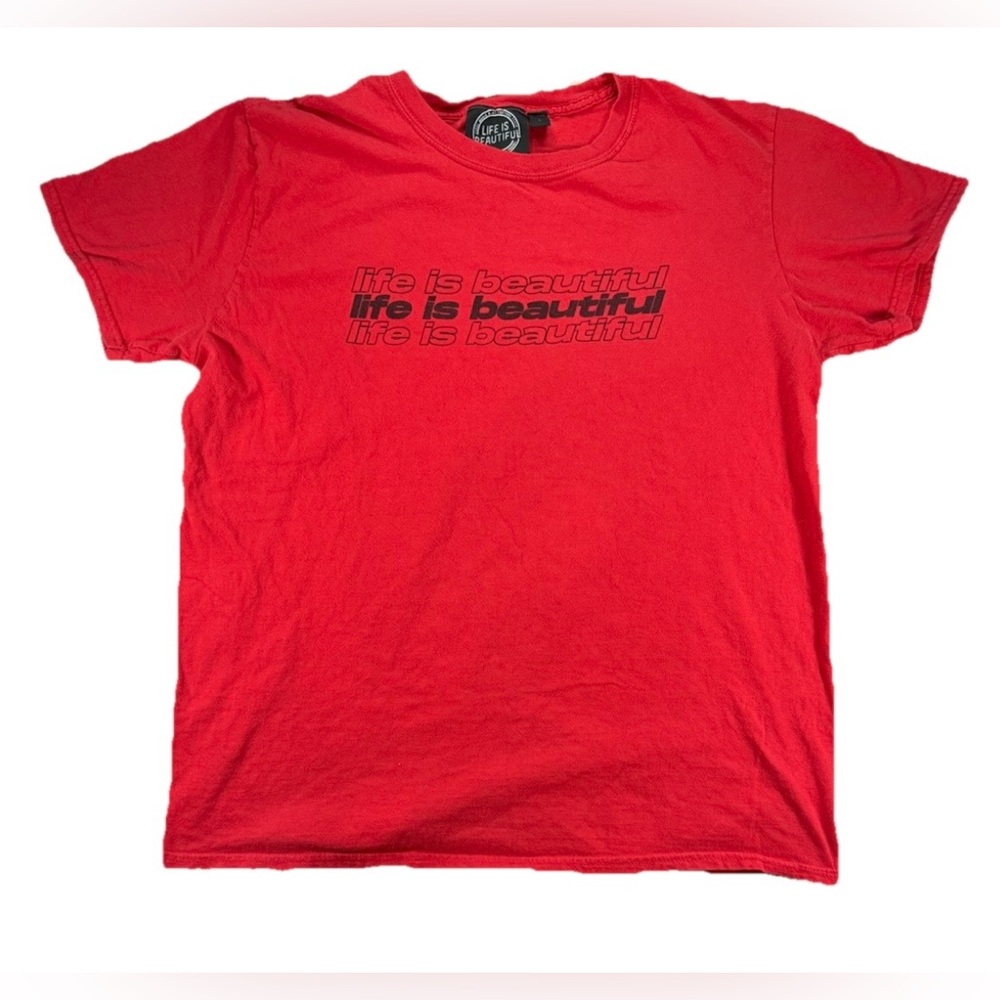 Life is Beautiful Festival T Shirt Adult Large Red Music Art Las Vegas Logo